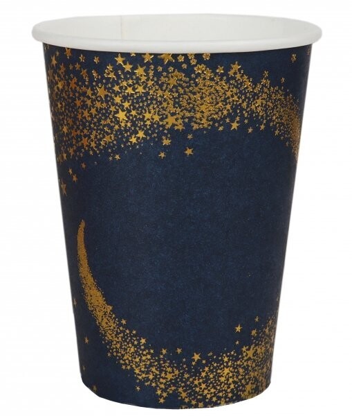 GOBELET BLEU MARINE NUEE D'ETOILES OR 27CL (x10)