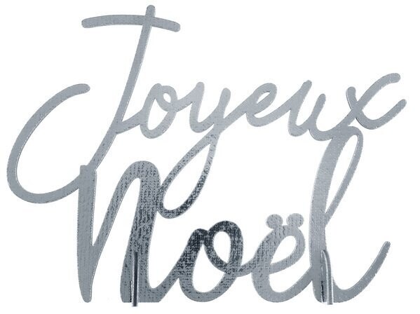 JOYEUX NOEL BOIS ARGENT METAL A POSER 16x21CM