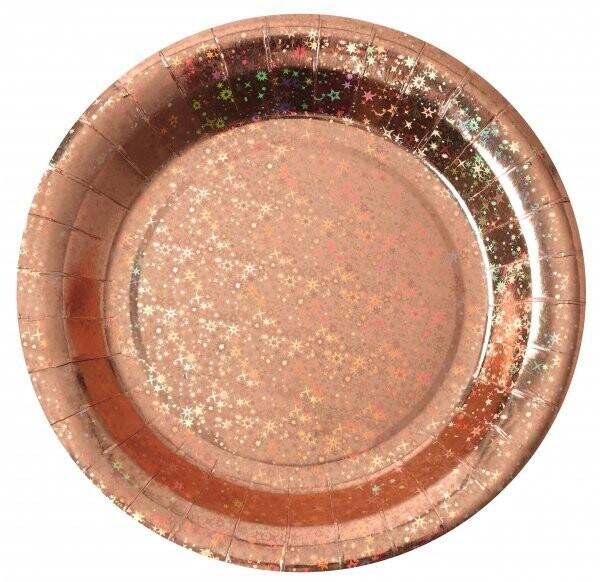 ASSIETTE RONDE ROSE GOLD ETINCELLANT 22.5CM (x10)