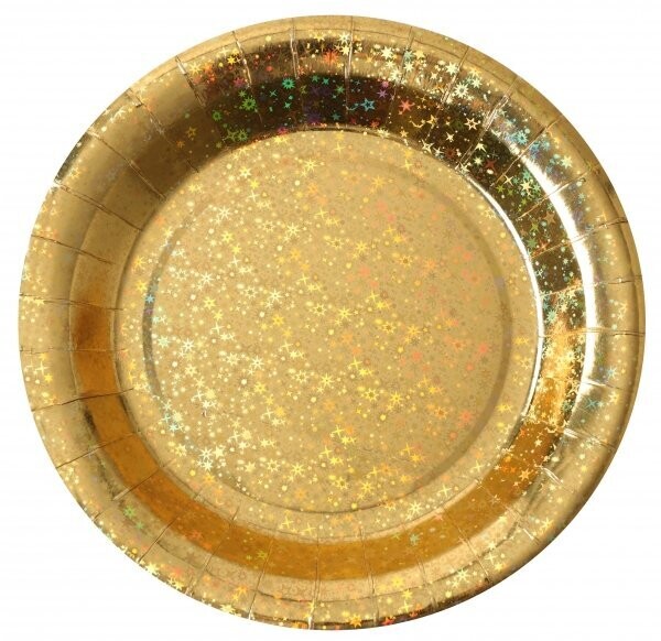 ASSIETTE RONDE OR ETINCELLANT 22.5CM (x10)