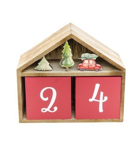 CALENDRIER COMPTE A REBOURS CHALET BOIS 13,5x15x7CM