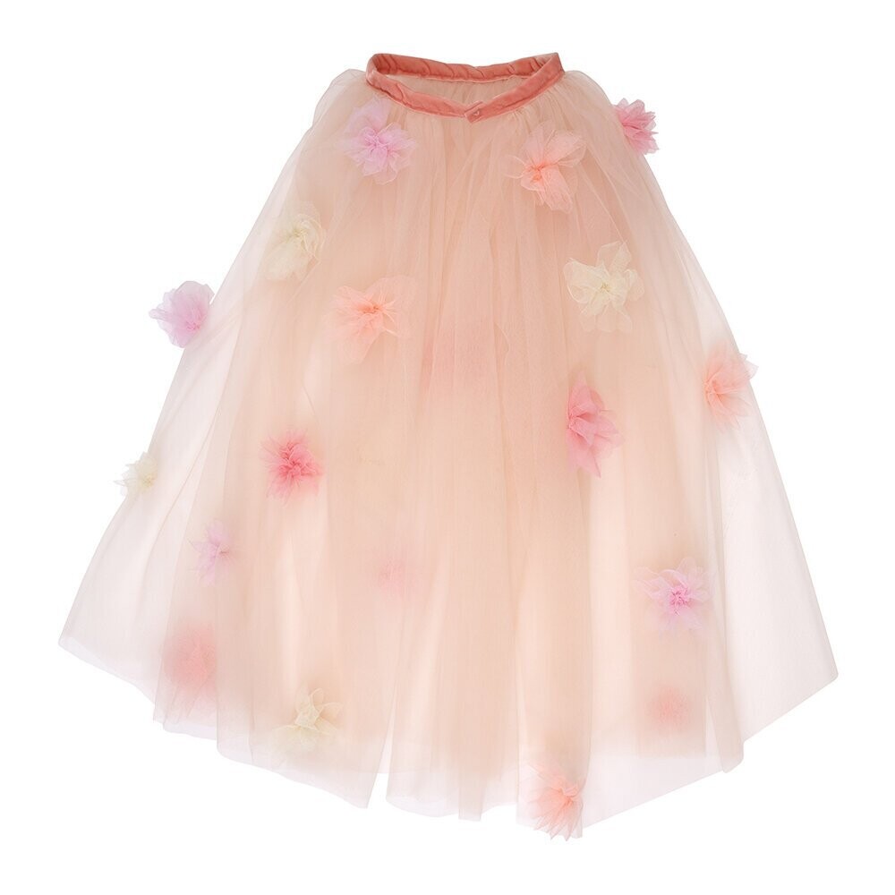 CAPE FLORALE ROSE EN TULLE (3-6 ANS)