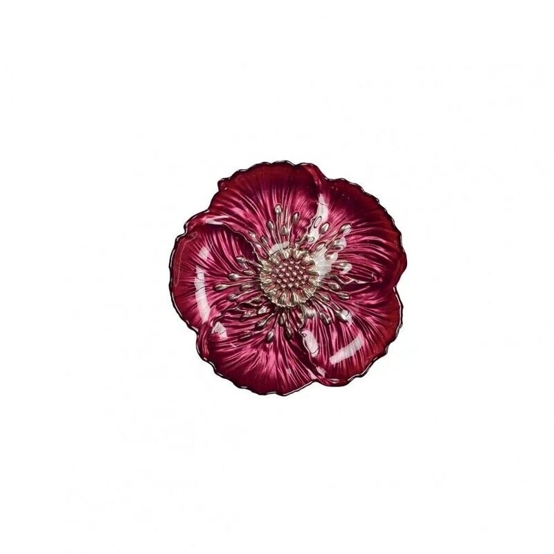 ASSIETTE A DESSERT FLEUR FUSHIA 21X21X2CM