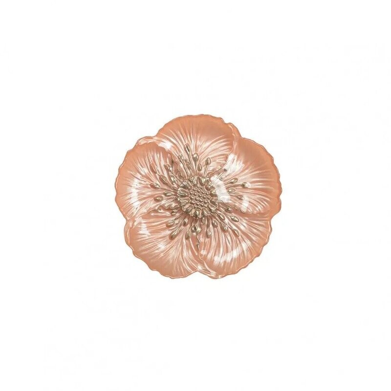 ASSIETTE A DESSERT FLEUR SAUMON 21X21X2CM