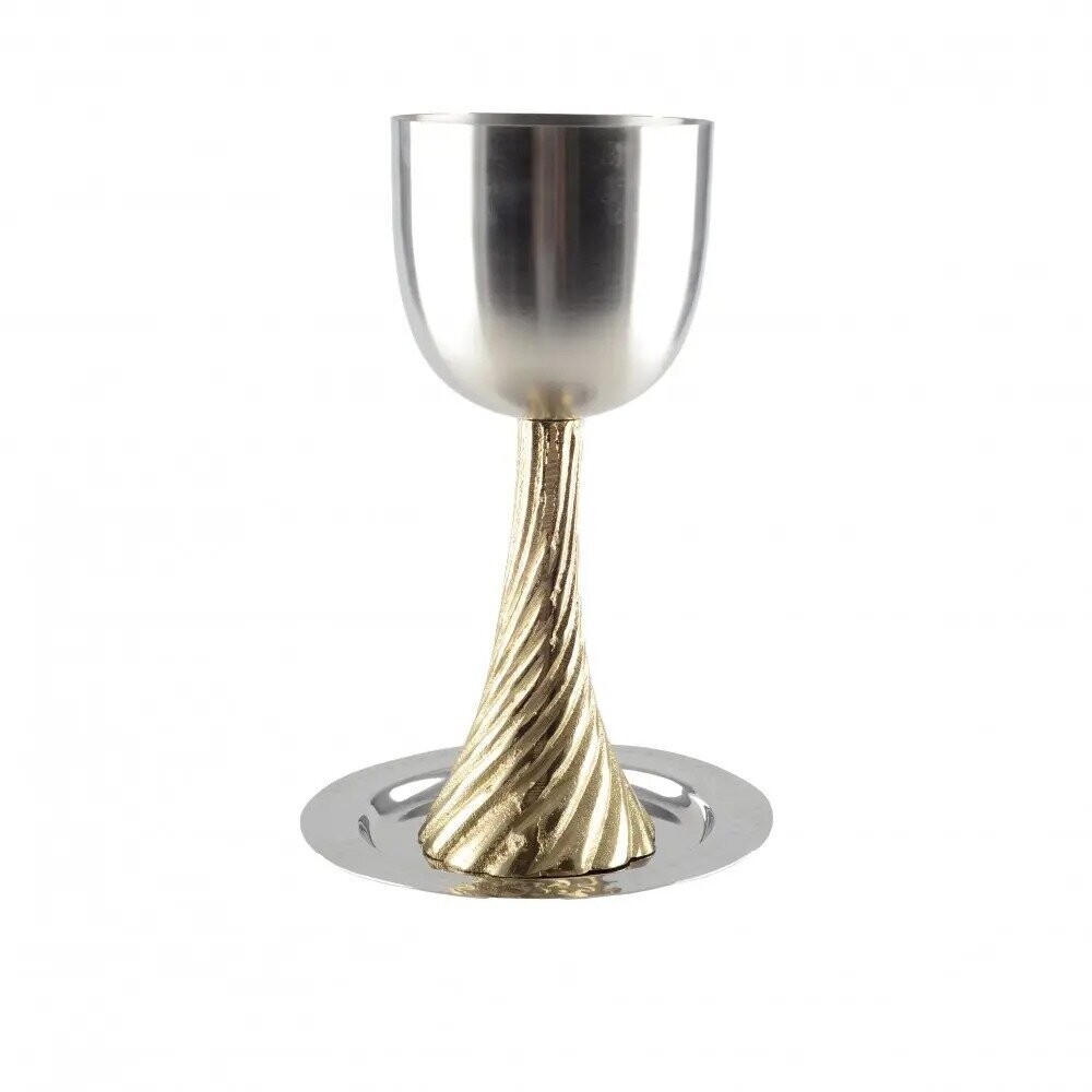 VERRE A KIDDOUCH PIED DORE AVEC SOUCOUPE 10X10X25CM