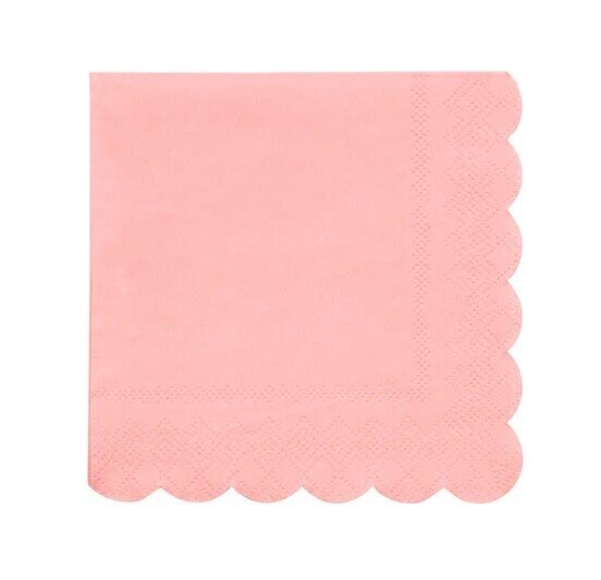 SERVIETTE COCKTAIL CORAIL FLUO BORD BISCUIT 25CM (x16)