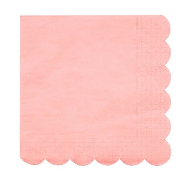 SERVIETTE CORAIL FLUO BORD BISCUIT 33CM (x16)