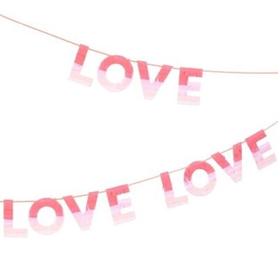 GUIRLANDE LOVE LOVE LOVE DEGRADE DE ROSE ET PECHE 2.40M