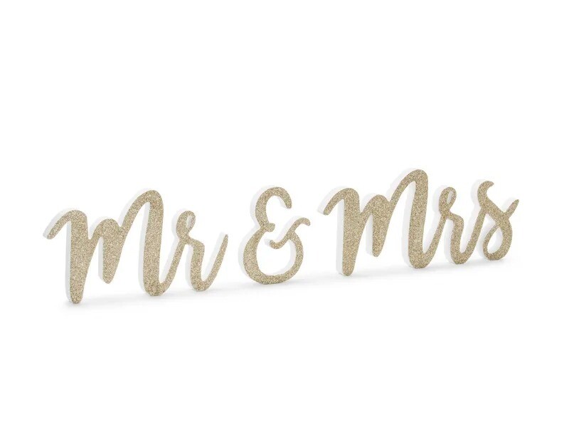 MR & MRS BOIS PAILLETTES DORE 10X50CM