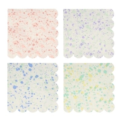 SERVIETTE MOUCHETEE BORD BISCUIT 4 COULEURS PASTEL 33CM (x16)