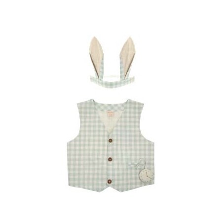 SET VESTON ENFANT ET BANDEAU LAPIN VICHY