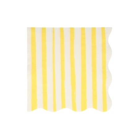 SERVIETTE RAYURES JAUNE 33CM (x16)