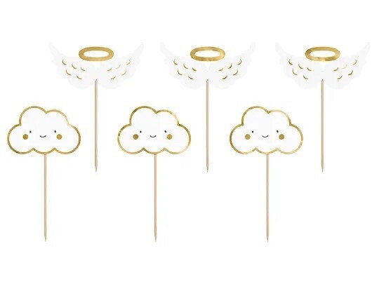 CAKE TOPPER AILES ET NUAGES 12.5CM (x6)
