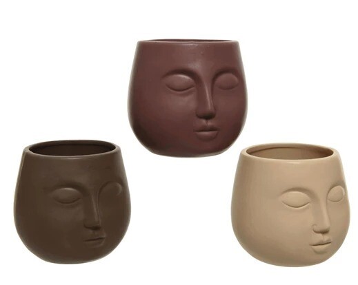 VASE PORCELAINE VERNIE VISAGE 3 COULEURS AU CHOIX 11.4x10.3CM