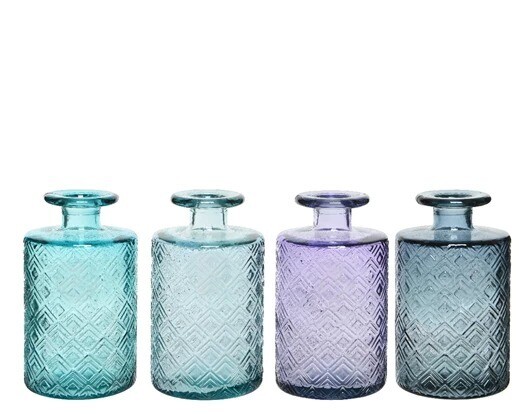 VASE VERRE SCULPTES 4 NUANCES AU CHOIX 9x16CM