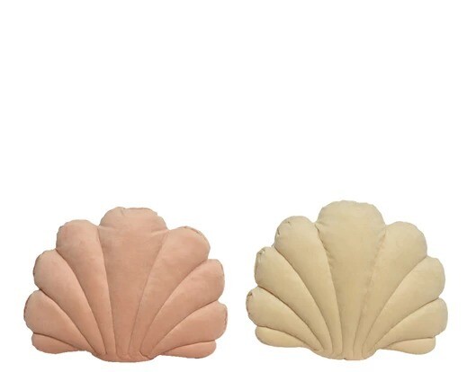 COUSSIN FORME COQUILLAGE PASTEL 40x28x5CM