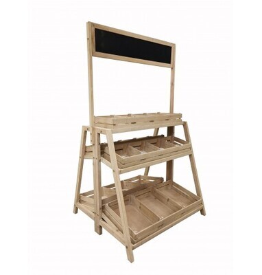 PRESENTOIR BOIS DOUBLE 3 NIVEAUX AV ARDOISE 74x69x130CM