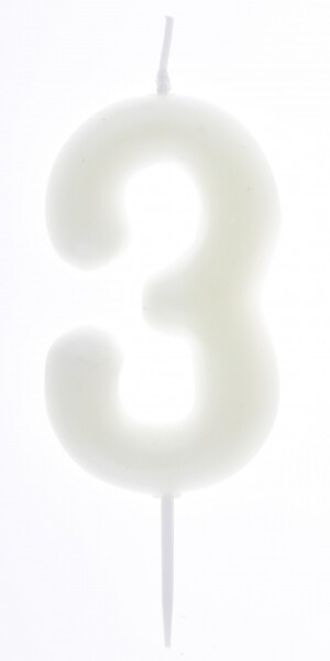 BOUGIE CHIFFRE "3" PHOSPHORESCENTE 4x9CM