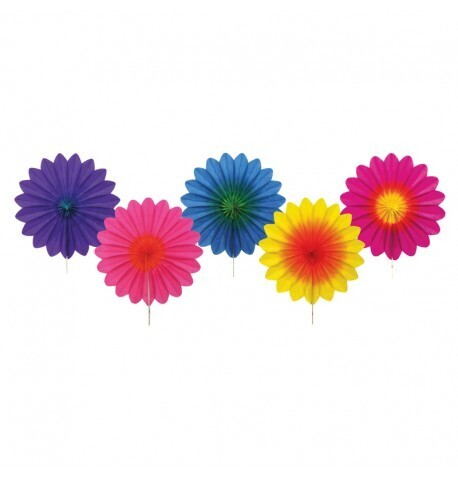 EVENTAILS PAPIER ALVEOLE MULTICOLORES ASSORTIS 8CM (x5)