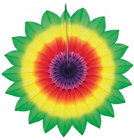 EVENTAIL PAPIER ALVEOLE MULTICOLORE 67CM