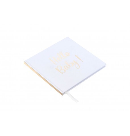 LIVRE D'OR BLANC "HELLO BABY" OR METAL 96 PAGES 20.5x20.5CM