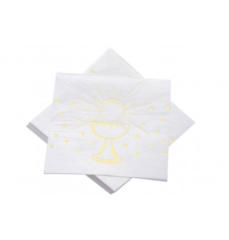 SERVIETTE BLANCHE CALICE DORE 33CM (x20)