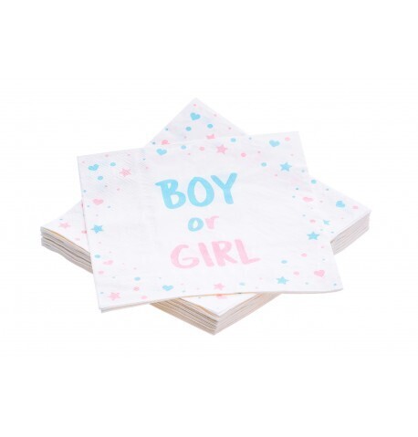 SERVIETTE BLANCHE "BOY OR GIRL" 33CM (x20)