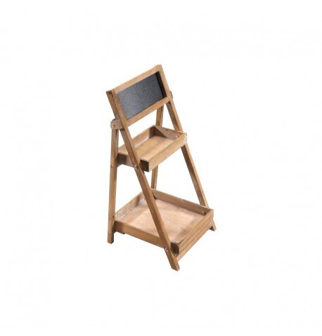 PRESENTOIR BOIS 2 NIVEAUX  AVEC ARDOISE 32x65CM