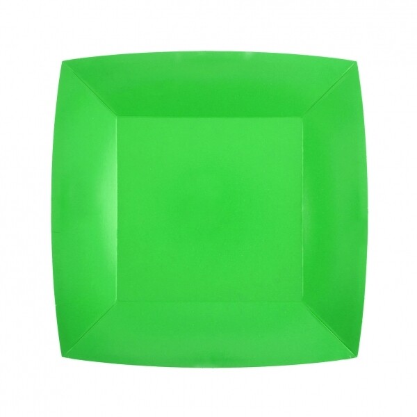 ASSIETTE CARREE 18CM VERT CARTON FIBRE NATURELLE (x10)