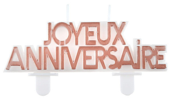 BOUGIE JOYEUX ANNIVERSAIRE ROSE GOLD 8x7CM