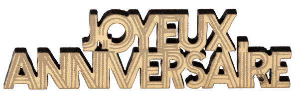 CONFETTIS BOIS JOYEUX ANNIVERSAIRE DORE 6x2CM (x10)