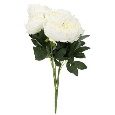 BOUQUET DE 7 PIVOINES BLANCHES 55CM