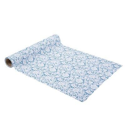 CHEMIN DE TABLE TISSU TOILE DE JOUY BLEU 28CMx5M
