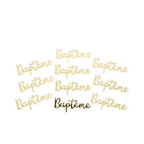 CONFETTIS BAPTEME PLEXI DORE 2x5CM (x10)