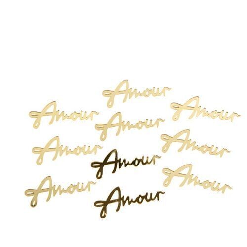 CONFETTIS AMOUR PLEXI DORE 2x5CM (x10)