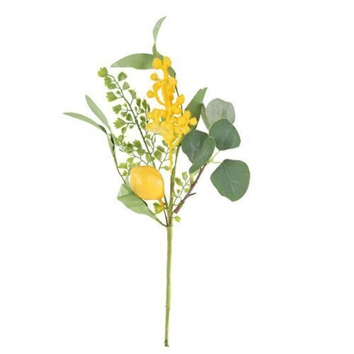 BRANCHE MIMOSA CITRONS ET FEUILLAGE 40CM