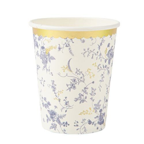 GOBELET TOILE DE JOUY BLANC BLEU ET OR 25CL (x8)