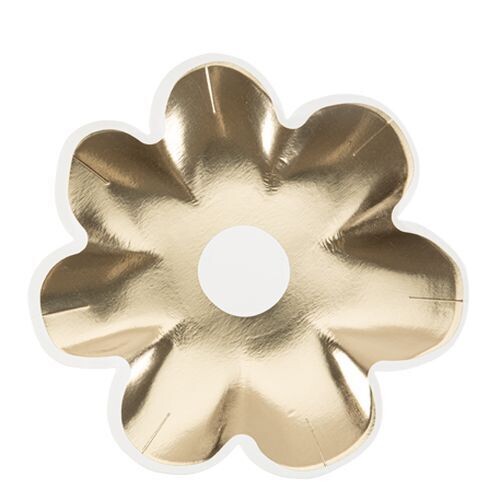 ASSIETTE MARGUERITE BLANC ET OR 22.5CM (X8)