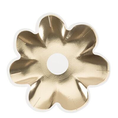 ASSIETTE MARGUERITE BLANC ET OR 22.5CM (X8)