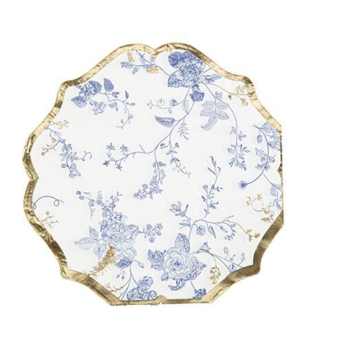 SERVIETTE TOILE DE JOUY BLANC BLEU ET OR 32CM (x16)