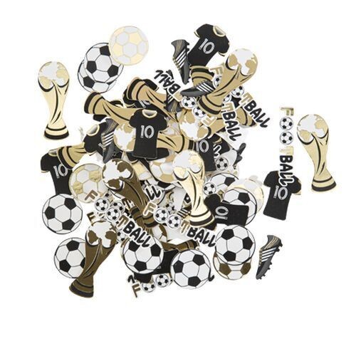 CONFETTIS FOOTBALL OR BLANC ET NOIR 2.5 A 5CM (x100)