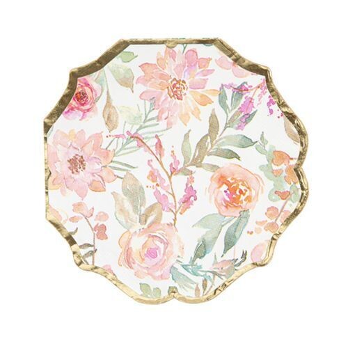SERVIETTE DAHLIAS PASTEL ET BLANCHE LISERE OR 32CM (x16)