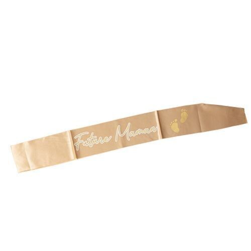 ECHARPE "FUTURE MAMAN" SATIN CAMEL ET OR 9.5x78CM