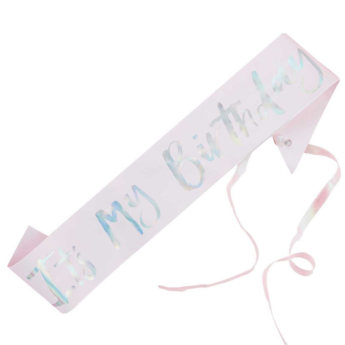 ECHARPE ROSE "IT'S MY BIRTHDAY" PASTEL 10x75CM