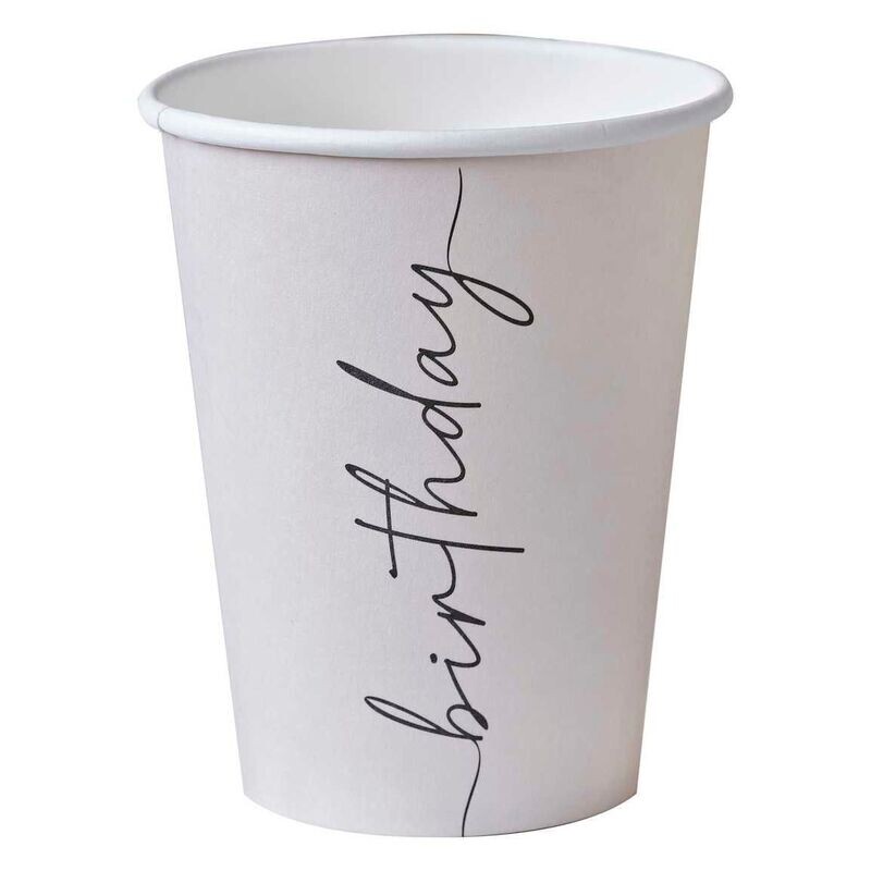 GOBELET BLANC "BIRTHDAY" NOIR (x8)