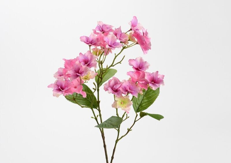 BRANCHE HORTENSIA ROSES ET FEUILLAGE 86CM