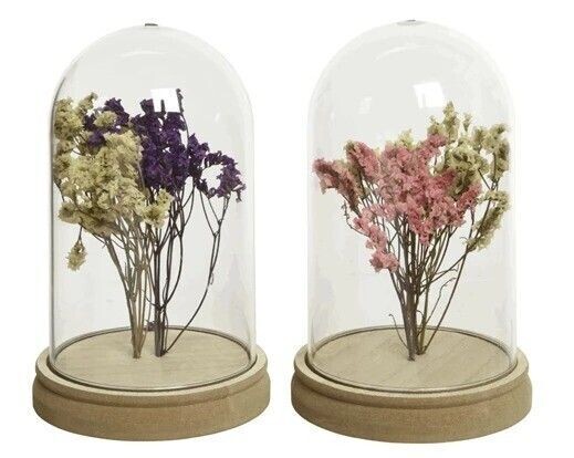 CLOCHE VERRE ET FLEURS SECHEES 18x11.5CM Personnalisable