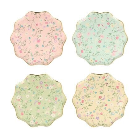 ASSIETTE LADUREE PASTEL FLORAL ET LISERE OR 21.6CM (x8)