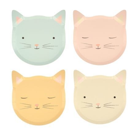 ASSIETTE FORME TETE DE CHAT PASTEL 16X19CM (x8)