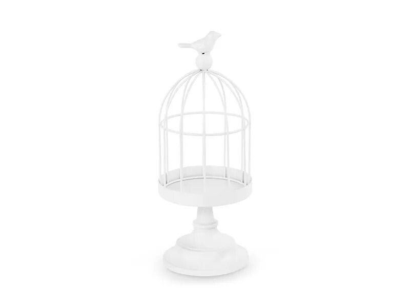 CAGE A OISEAUX BLANCHE SUR PIED 27.5CM